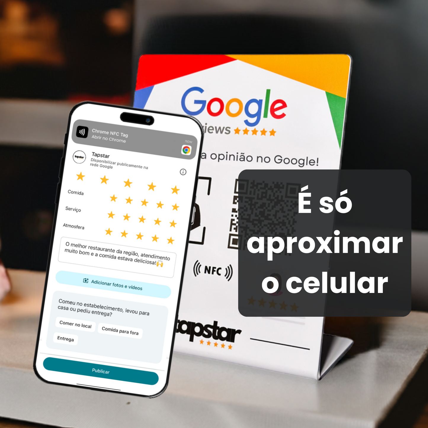 Expositor de Avaliações Google com NFC e QR