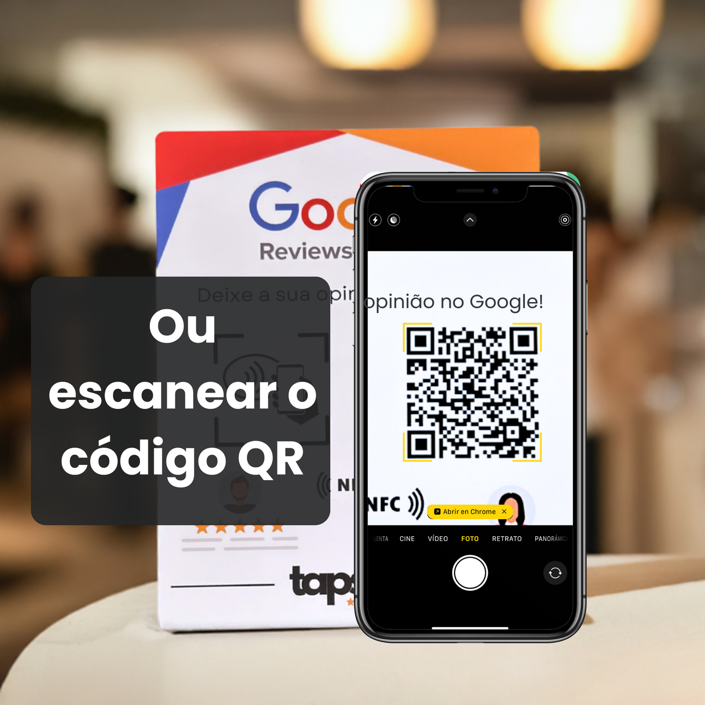 Expositor de Avaliações Google com NFC e QR