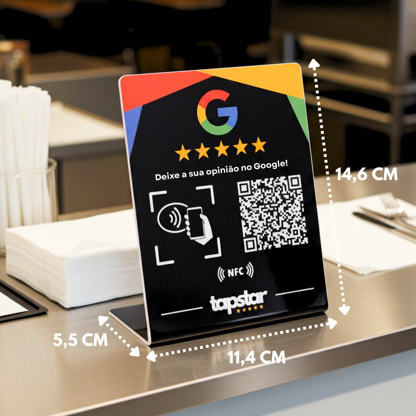 Expositor de Avaliações Google com NFC e QR